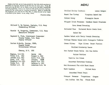 Christmas Menu 1963